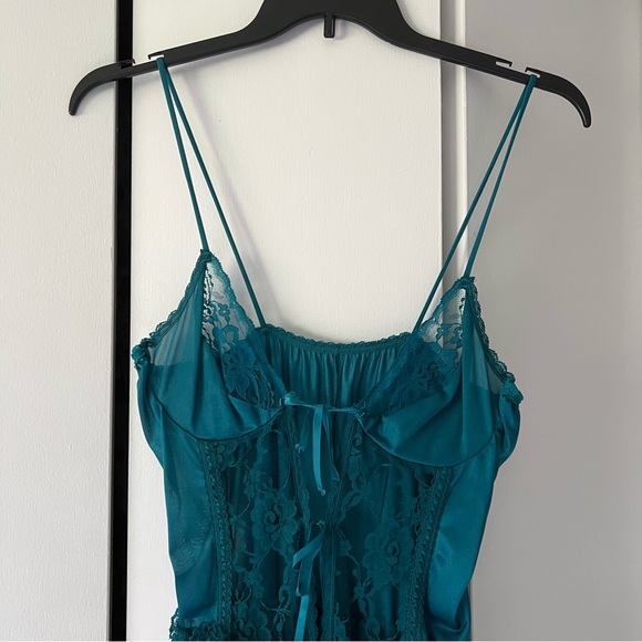 Rare Vintage 1980’s Faris Lingerie Set Teal Blue Ruffle Sheer Made in USA - Picture 4 of 12